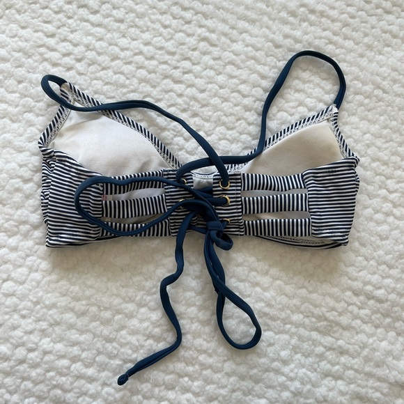 Blue and White Striped Bikini Top - Picture 7 of 8